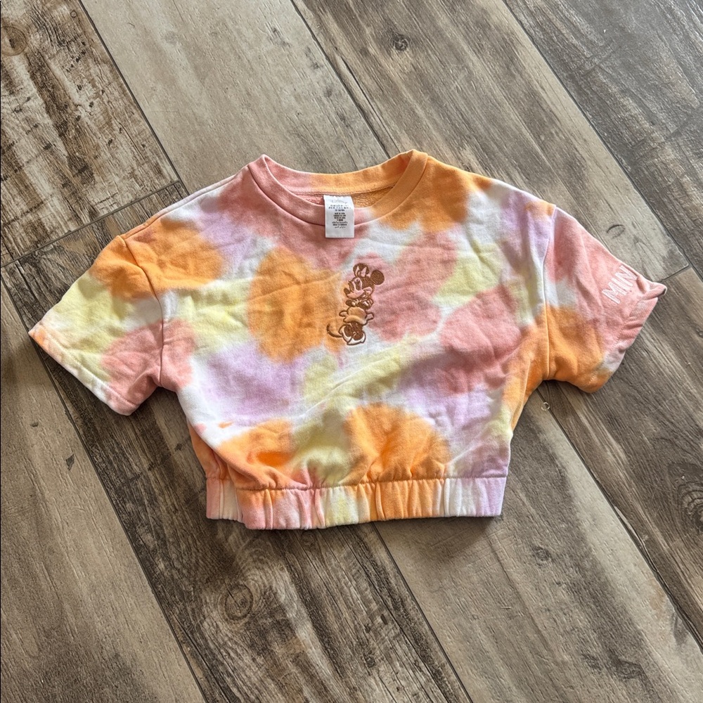 Tie-dye Minnie mouse Disney embroidered crop top